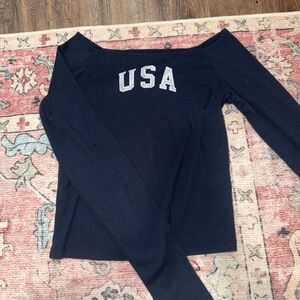 Hollister Navy Long Sleeve USA Top
